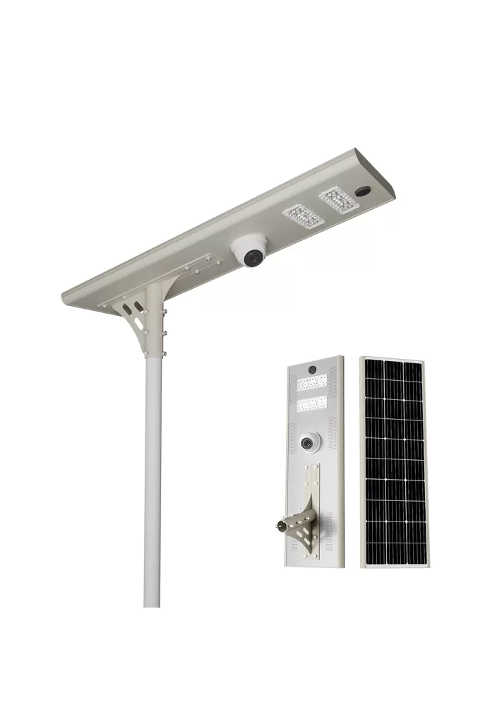 Réverbère solaire tout en un avec CCTV