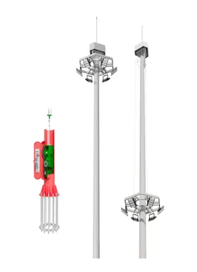 Mât élevé avec système de levage